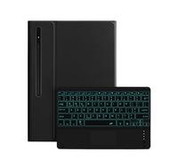 HongHeFu Accessori, Detachable Keyboard Leather Tablet Protective Case Suitable for Samsung Galaxy Tab S10 Plus/S9FEplus-12.4 inch-2023(Black+Touch Backlit Keyboard)