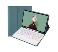 HongHeFu Accessori, Detachable Regular/Tri Color Backlit Touch Keyboard Protective Case Suitable for Samsung Galaxy Tab A8 10.5 inch-X200(Backlit Touch Keyboard+Dark Green)