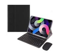 HongHeFu Accessori, Round Keycap Keyboard Pen Slot TPU Leather Case Suitable for Samsung Galaxy Tab S10 plus/S9FEplus/S8plus 12.4 inch(Black+Keyboard+Mouse)