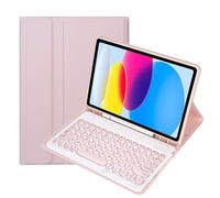 HongHeFu Accessori, Round Keycap Keyboard Tablet Protective Cover Suitable for Samsung Galaxy Tab S10 plus/S9plus/S9FEplus/S8+/S7FE/S7plus 12.4-inch(Pink+Keyboard)