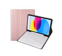 HongHeFu Accessori, Round Keycap Keyboard Tablet Protective Cover Suitable for Samsung Galaxy Tab S10 plus/S9plus/S9FEplus/S8+/S7FE/S7plus 12.4-inch(Rose Gold+Touch Keyboard)