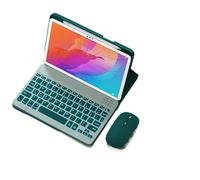 HongHeFu Accessori, Silicone+Leather Protective Case with Pen Slot, Detachable Keyboard Suitable for Huawei matePad SE 11 inch (2024/2025)(Dark Green+Backlit KB+Mouse)