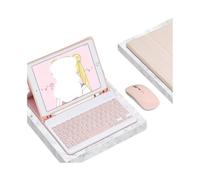 HongHeFu Accessori, Tablet Protective Case with Keyboard And Mouse Set Suitable for iPad PRO 11 inch 5th Gen-2024(Square Keyboard+Mouse+Pink)
