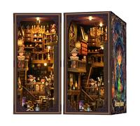 Honghuang DIY Book Nook in Legno Alchimista Maestro 396 Pezzi, Fermalibri 3D Magico con Luce Touch e Copertura Acrilica Antipolvere, Regalo di Compleanno Book Nook