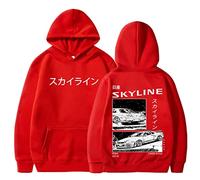 Honghuang Initial D Anime AE86 Felpe con Cappuccio Unisex R34 Skyline GTR JDM Casual Loose Pullover Clothes