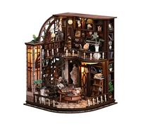 Honghuang Kit Casa Miniatura DIY, Libreria Bacchus Biblioteca Vintage 3D Puzzle in Legno Casa delle Bambole Modello Regalo Creativo Bookstore