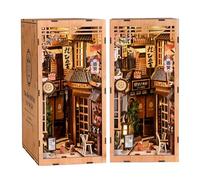 Honghuang Kit di Inserti per Scaffali per Libri Giapponesi in Legno Fai-da-Te Kit Modello in Miniatura Il Vicolo in Attesa del Fermalibri per Gatti Puzzle 3D Regali di Compleanno Color5