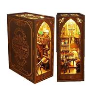 Honghuang Kit per Libreria con Angolo Libro in Legno Fai-da-Te, Inserto per Libreria in Miniatura 3D, Regalo Fermalibri Fatto A Mano per Adulti SL06