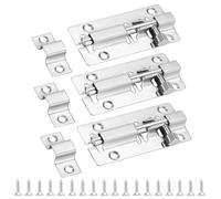 HonGien 3 chiavistelli di sicurezza per porte pesanti in acciaio inox con vite per bagno, camera da letto, WC, giardini, capannoni, docce da 97 mm, argento (4 pollici)