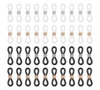 HonGien 40 terminali per catene per occhiali da vista, regolabili, antiscivolo, per montature, collane, catene, bianco, nero, oro, argento, 2.1cm