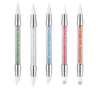 HonGien 5Pcs Silicone Nail Art Pennello Doppia Testa Manicure Intaglio Penna Nail Art Scultura Penna Nail Polish Pennello Dotting Salon Tool Set Nail Art Strumenti Manicure penna