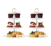 HonGien Confezione da 2 supporti per torte a 3 animali, supporto per torte, supporto per tè pomeridiano, supporto per frutta, dessert per compleanno, festa, matrimonio, stile Wave