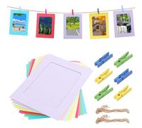 HonGien Cornici di carta, 50 cornici per foto in carta con 50 clip e 2 corde da appendere, cornici per album da appendere per esporre foto e decorare le aule domestiche (multicolore)