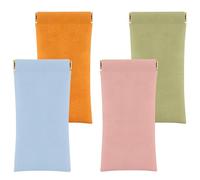 HonGien Custodia per occhiali in pelle morbida e portatile, custodia per occhiali impermeabile, custodia morbida per occhiali da vista con apertura a bottone, chiusura automatica (rosa, arancione,