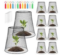 HonGien Set di 10 coperture protettive per piante in filo di pollo, cloche da giardino, gabbie per piante, protezione da giardino per tenere fuori il pollo di coniglio con picchetto ed etichetta