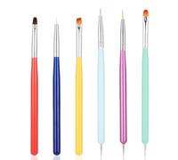 HonGien Set di 6 pennelli per unghie a doppia estremità, per nail art, per nail art, per manicure fai da te