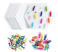HonGien Set di 8 Lavagna Sughero Autoadesiva Bacheca Esagonale con 40 Puntine da Disegno per Ufficio Cucina Camera da Letto Decorazione Della Parete, Bianco