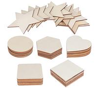 HonGienVarious Forme in legno vuoto, 10,5 cm fette di legno non rifinite per fai da te, pirografia, scrittura, Natale, ornamenti e abbellimenti, quadrato, rotondo, cuore, esagono, stella