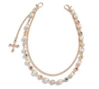 hongliang Catene a strati oro argento con strass fiore perla, unisex, per uomo e donna, accessori punk alla moda per borse, portafogli, pantaloni