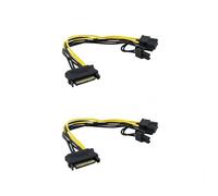 HONGLINSONG Confezione da 2 cavi di alimentazione da SATA a 8 pin PCIe GPU, adattatore di alimentazione per scheda grafica PCI Express da 15 pin a 6+2 pin, cavo splitter di alimentazione inverso per