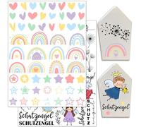 Hongma Adesivi Rub On 19x14cm - Grandi Adesivi Angelo Custode, Dente di Leone, Arcobaleno, Cuori, Trasferimenti 2 Pezzi, Frasi per Raysin per Keraflott, Mobili, Vetro, Legno, Fai da Te, Decorazione