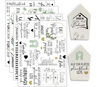 Hongma Adesivo Rub On circa A5 19 x 14 cm Formato Grande Trasferibili 4 Pezzi Scritte per Raysin per Keraflott Mobili Vetro Legno Decorazione Fai da Te Pellicola Rub On Rubons Adesivo Happiness