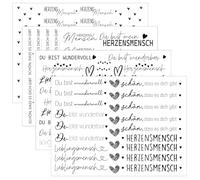 Hongma Rub On Sticker circa A5 19 x 14 cm, trasferibili grande formato 4PCS frasi per Raysin per mobili Keraflott, vetro, legno, decorazione fai da te, pellicola rub on, rubons, adesivi Herzensmensch