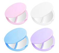 hongmo 4 mini specchio da trucco, specchio tascabile, specchio da viaggio con ingrandimento, piccolo rotondo portatile, pieghevole, mini specchio da trucco pieghevole, per donne, ragazze, viaggi, uso