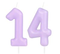 Hongplus Candela a forma di macaron, numero 14, candele di buon compleanno per torte, decorazioni per torte per ragazze e donne, decorazioni per feste di compleanno