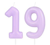 Hongplus Candela a forma di numero 19, candela per 19° compleanno, decorazione per torta di compleanno per ragazze, decorazioni per feste di compleanno