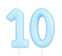 Hongplus Candela blu macaron numero 10, candela per 10 compleanni, candele di buon compleanno per torte, decorazioni per torte per ragazze e ragazzi pastello dolce 10 decorazioni per feste di