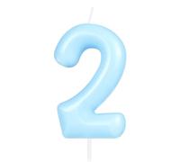 Hongplus Candela blu Macaron numero 2, 2 candele di compleanno, candele di buon compleanno blu macaron per torta, decorazioni per torte blu per ragazze e ragazzi pastello dolce 2 decorazioni per feste