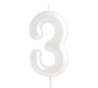 Hongplus Candela di compleanno con numero 3 Macaron, candele bianche Happy 3 Birthday per torte, decorazioni per torte per ragazze, decorazioni per feste di compleanno pastello e dolci