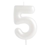 Hongplus Candela di compleanno con numero 5 Macaron, candele bianche per 5 compleanni, per torte, decorazioni per feste di compleanno