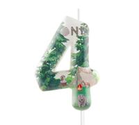 Hongplus Candela per il 4° compleanno, verde all'aperto, campeggio, numero 4, coperchio per torta di compleanno e occasioni di anniversario, decorazione per ragazzi e ragazze