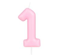 Hongplus Candela rosa macaron numero 1, candela per primo compleanno, candele di buon compleanno rosa macaron per torta, decorazioni per torte rosa per ragazze donne pastello dolci decorazioni per