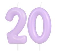 Hongplus Candela viola Macaron numero 20, candela per 20 compleanni, candele di buon compleanno per torta, decorazioni viola per torte per ragazze e donne pastello dolci decorazioni per feste di
