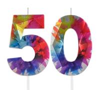 Hongplus Candele colorate numero 50, confezione da 2, candele per 50 compleanni, decorazione per torte, multicolore, moderna, tema graffiti, ecologica, necessaria la supervisione di un adulto