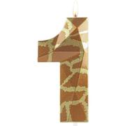 Hongplus Candele di compleanno 3D con giraffa selvatica, numero 1 metallico, candela per torta Happy 1st Birthday per torta, safari nella giungla, decorazioni per torte per ragazzi e ragazze, primo