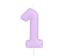 Hongplus Candelina a forma di macaron con il numero 1 - Candelina per torta di compleanno - Candeline per anniversario per ragazze e donne - Candeline pastello delicate per torte di compleanno (viola)