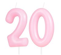 Hongplus Macaron - Candela a forma di numero 20, per torta, decorazione per torta rosa, per ragazze e donne, decorazioni per feste di compleanno
