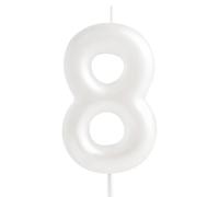 Hongplus Macaron, candela bianca numero 8, 8 candele di compleanno, candele bianche Happy 8 Birthday per torte, decorazioni per torte per ragazze, dolci pastello, decorazioni per feste di compleanno