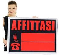 Hongu Cartello affittasi Formato Gigante 70x50 cm Colore Arancione sgargiante in PVC affitto con Doppio recapito telefonico