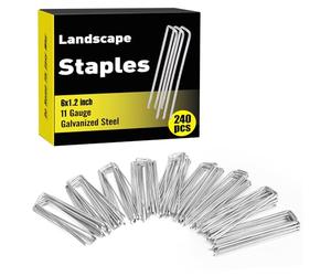 HongWay - 240 graffette da giardino galvanizzate a forma di U, 15,2 cm, 11 gauge, resistenti, per ancoraggio paesaggistico e tubi di irrigazione