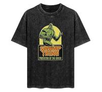 HONGWEl T-Shirt Unisex Retro Swamp Thing Protector of The Green Cotton Round Neck Black 3XL