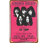 Hongxin® 1973 Uriah Heep ZZ Top Earth Wind Fire Targa in Metallo Poster Targa retrò Art Look Vintage Decorazione da Parete Bar Pub Cafe Man Cave 8 × 12 Pollici