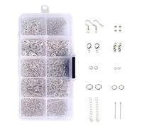HONGXIN-SHOP Kit Creazione Gioielli 650 Pezzi Riparazione Gioielleria Strumenti Kit di Principiante per Fare Gioielli Forniture DIY per Artigianato Collane Orecchini Bracciali e Altro, Argento