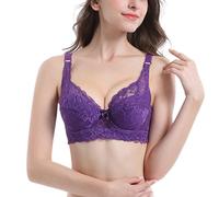 HongXINGDd Push Up Sexy Reggiseno Floreale di Sollevamento del Pavimento in Pizzo Elasticizzato Sexy Violet 4C