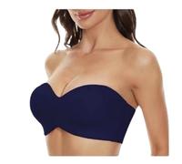 HongXINGDd Supporto Completo Antiscivolo Senza Spalline Push Up Plus Size Ferretto Senza Cuciture Convertibile Liscio Svincolato Reggiseno Blue 4D