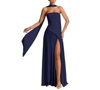 Hongyangjing Abiti corti da damigella d'onore per ragazzi in chiffon scintillante spalline sottili abiti da cocktail party per adolescenti, blu navy, 58
